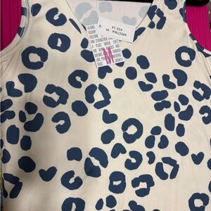 LuLaRoe Cream and Blue Polka Dot Top